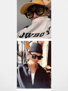 FUTURE UPDATE Oversized Geometric Sunglasses in Black - On Model