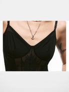 BLACKHEAD Double Layer Manta Ray Necklace in Silver - On Model