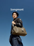 Songmont Leather Bowling Bag in Olive - On Model