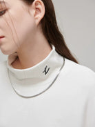 LOSTCTRL Embroidered Mock Neck Base Layer in White