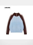 SHUSHUTONG Color Block Wool Zip Cardigan in Sky Blue