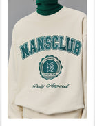 NANS Heavyweight Cotton Varsity Sweatshirt in White - On Model