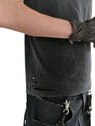 UNKNOWNWORLD Washed Distressed Slim Fit T Shirt in Black - On Model