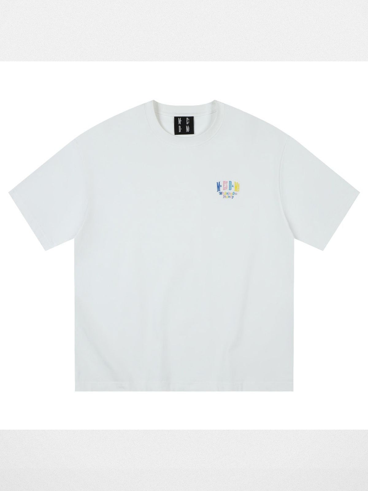 MEDM Embroidered Logo Cotton T Shirt in White