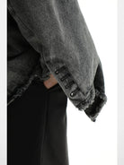 MASONPRINCE Deconstructed Distressed Denim Blazer in Gray #color_gray