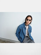 ROYA Cone Mills Indigo Denim Jacket in Blue - On Model