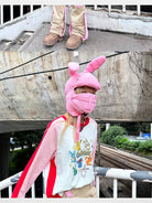 CFIERCE Padded Bunny Ear Bonnet in Pink