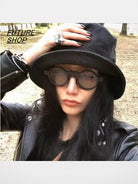 FUTURE UPDATE Deconstructed Round Frame Sunglasses in Gray - On Female Model