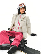 FPA Logo Print Down Puffer Jacket in White - On Female Model