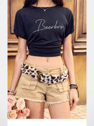 BeerBro Embroidered Tencel Cinched Tee in Black - On Model