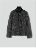 RandomPiece Shaggy Wool Blend Zip Jacket in Gray