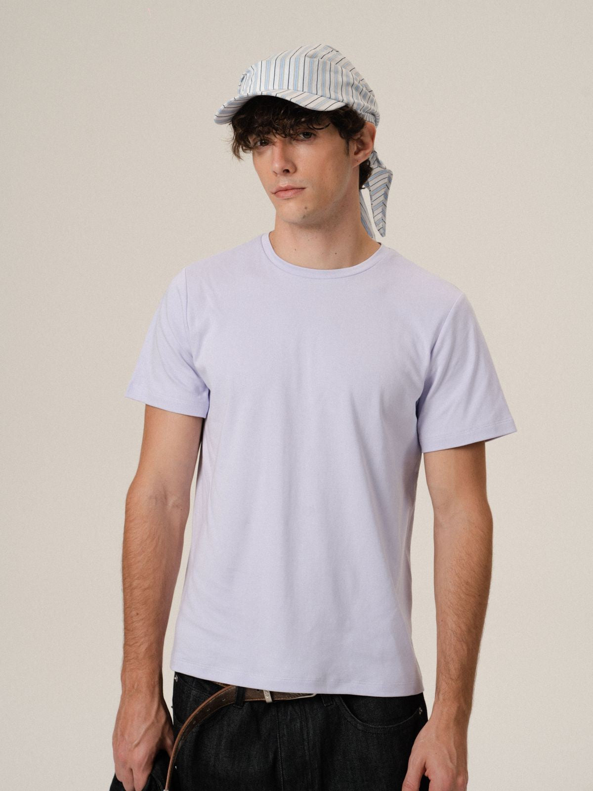 Retro 21 Liquid Ammonia Cotton T Shirt in Purple - On Model