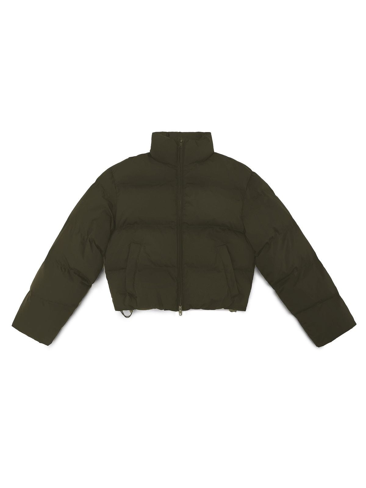 MasonPrince Cropped Down Puffer Jacket in Olive