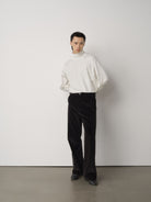 ROYA Supima Cotton Corduroy Trousers in Black - On Model