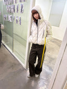 NeverSeez Diamond Quilted Down Puffer in Off-White - Lifestyle