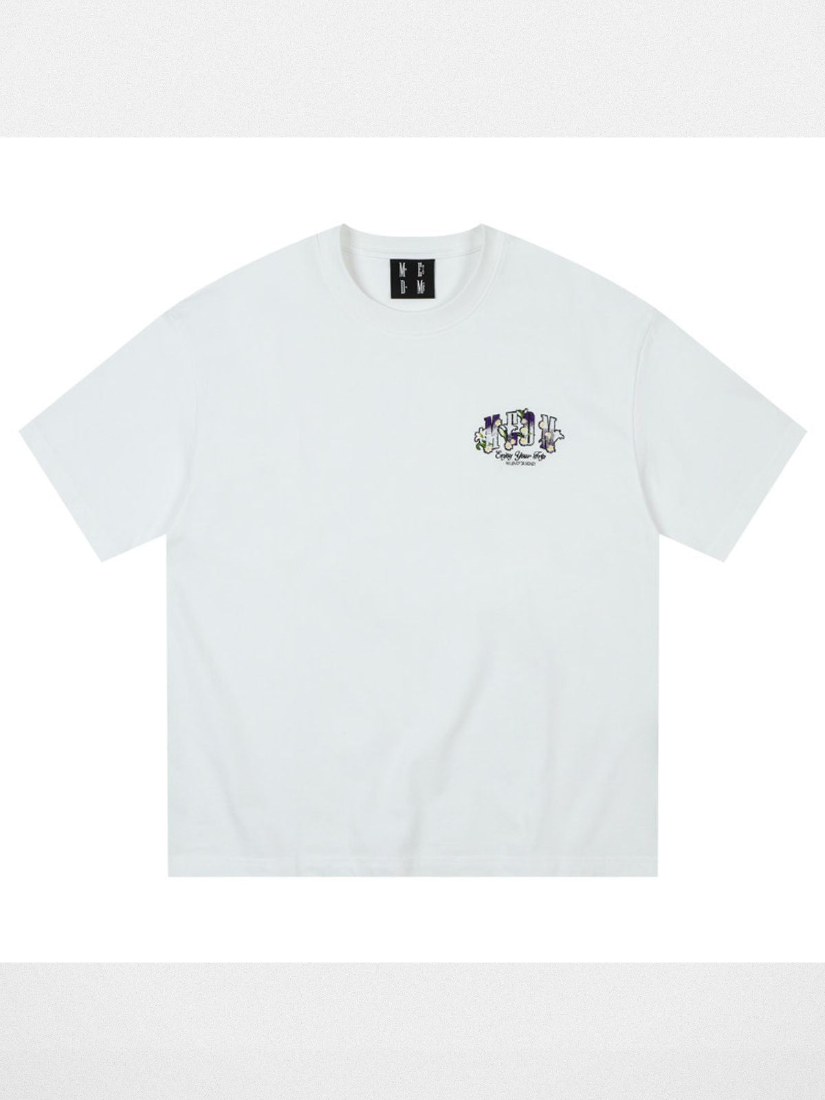 MEDM Floral Chenille Logo T Shirt in White