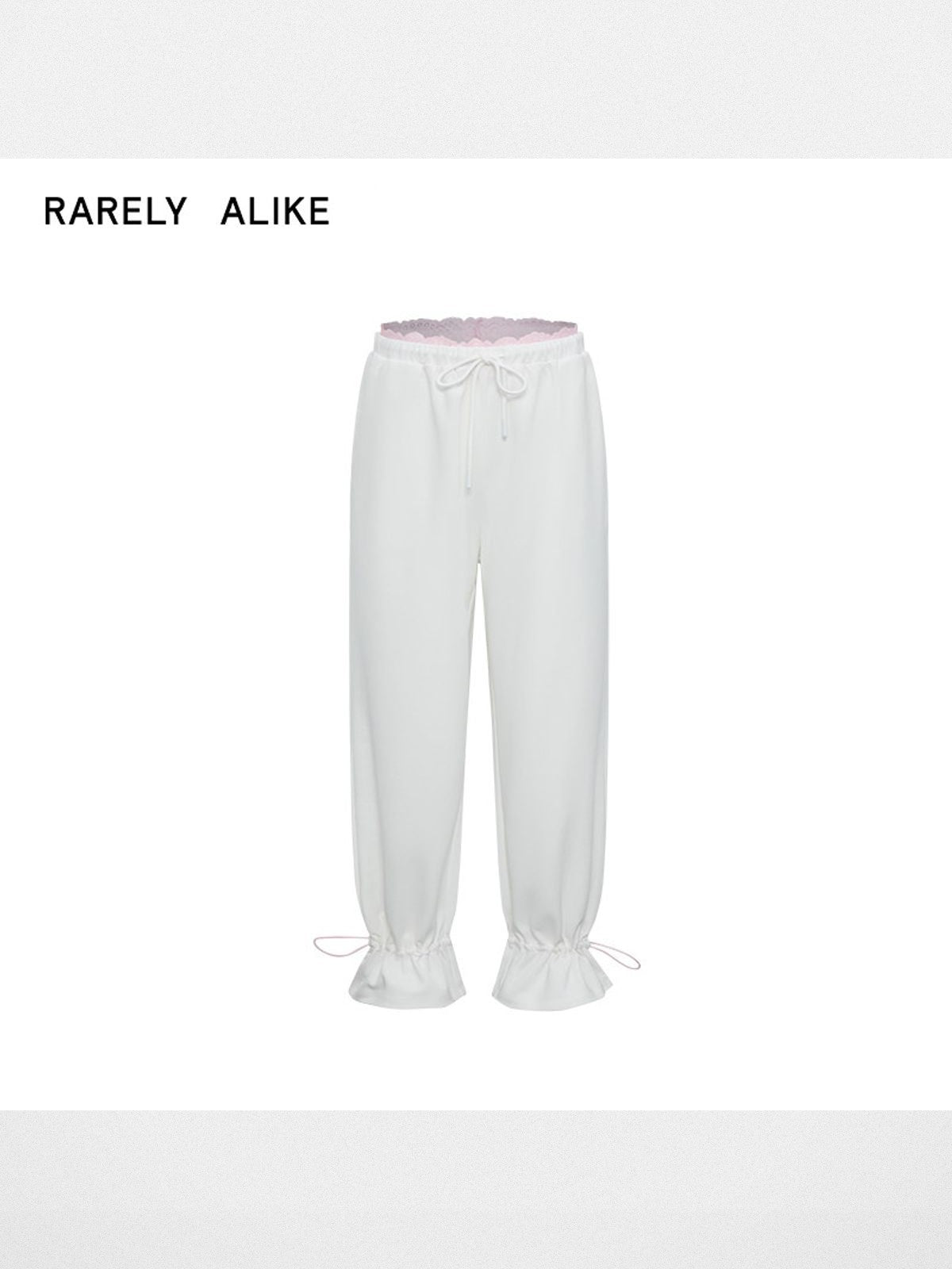 RARELY ALIKE Lace Waist Adjustable Joggers in White