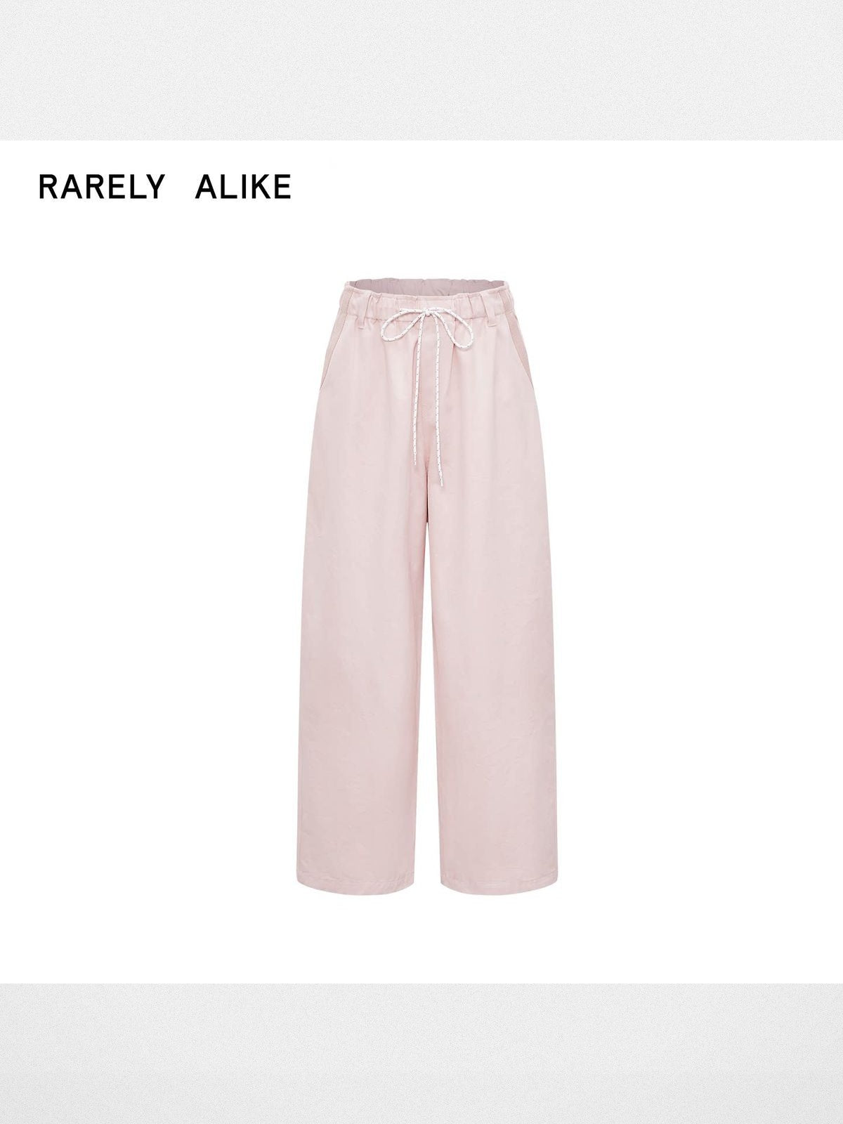 RARELY ALIKE Raw Denim Drawstring Wide Leg Pants in Pink