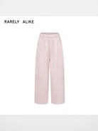 RARELY ALIKE Raw Denim Drawstring Wide Leg Pants in Pink