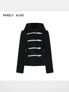 RARELY ALIKE Short Lambswool Duffle Coat in Black