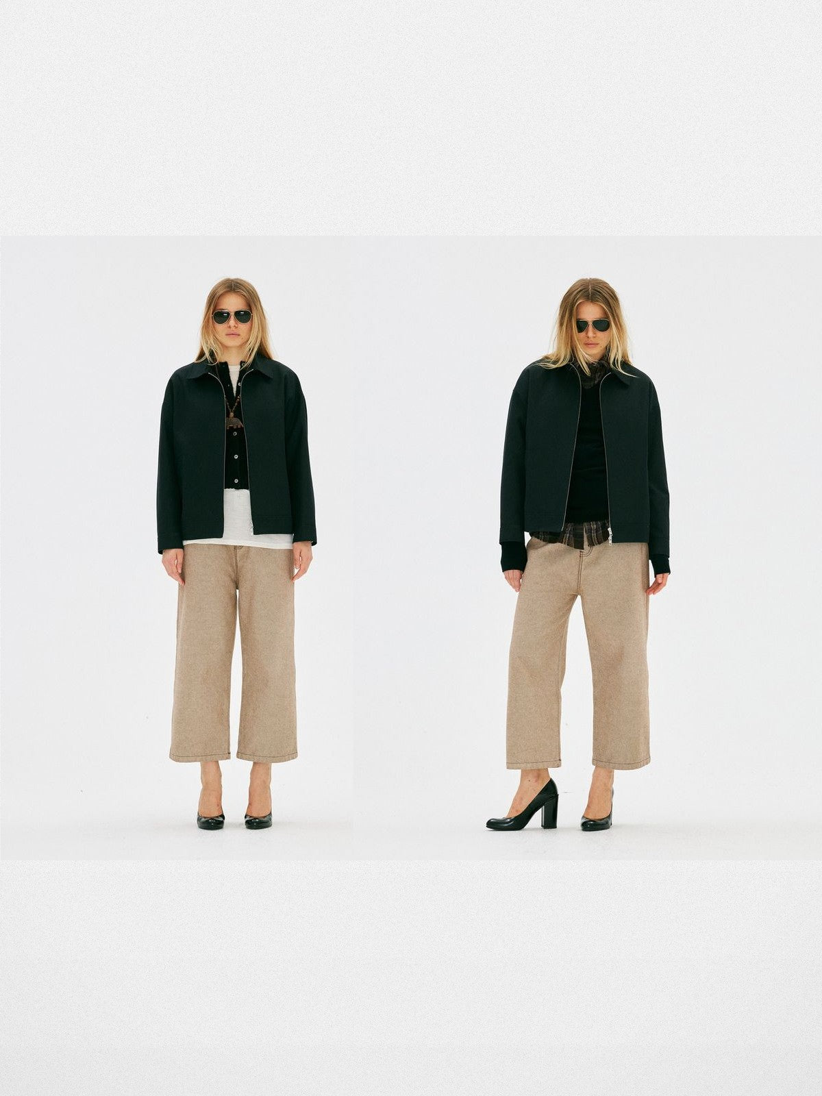 Alright then Oversized Harrington Jacket in Black - On Model