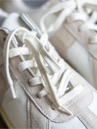 Soda Trends Italian Leather German Army Trainers in White/Ecru - Detail