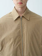 ROYA Crinkled Lyocell Blend Jacket in Beige - On Model