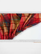 Amee Ruched Plaid Mesh Top in Red - Detail