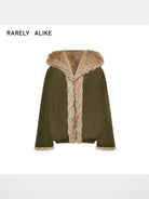 RARELY ALIKE Reversible Faux Fur Hooded Jacket in Olive