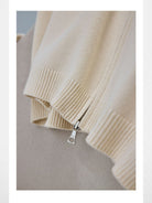 Roolrren Homme Cashmere Wool Cotton Zip Cardigan in White - Detail