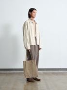 ROYA Oatmeal Textured Ramie Jacket in Oatmeal - On Male Model