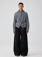 Simple Project Hooded Wool Blend Cardigan in Gray - On Male Model