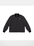 MasonPrince Striped Washed Cotton Cardigan in Black