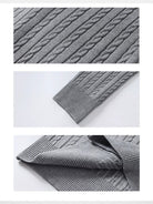 ARISEISM Slim Cable Knit Cardigan in Gray