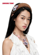 SHUSHU/TONG Zircon Rubber Band Girl Necklace in Gray - On Model