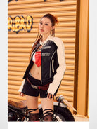 BeerBro Padded Faux Leather Moto Jacket in Black - Lifestyle