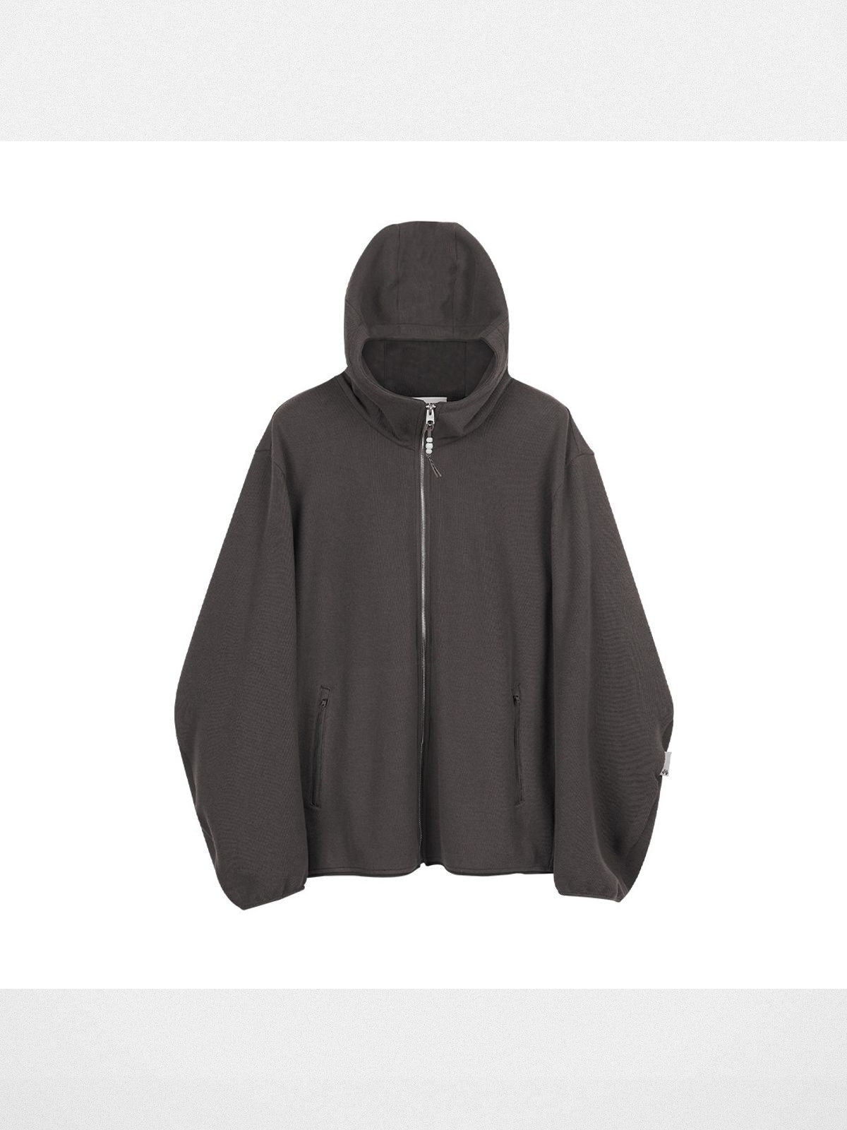 Simple Project Wooden Bead Zip Up Hoodie in Gray