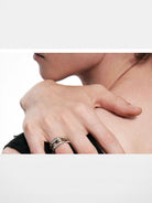 BLACKHEAD Convertible Structural Steel Ring in Gray - On Female Model