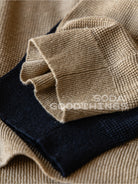 Soda Contrast Collar Linen Knit Sweater in Beige - Detail