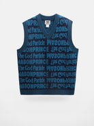 MASONPRINCE Embossed Pattern Wool Blend Vest in Navy Blue