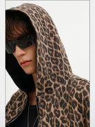 MasonPrince Reversible Leopard Hooded Jacket in Black - On Model