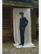 Retro21 Western Fringe Shirt Jacket in Black - On Model