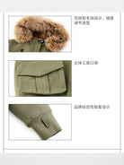 RARELY ALIKE Faux Fur Collar Cropped Jacket in Olive - Detail