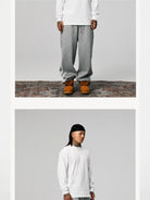 SWFI 260g Cotton Long Sleeve T Shirt in White - On Male Model