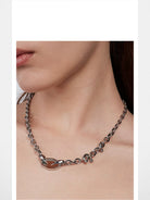 BLACKHEAD Panic Mirror Pendant Necklace in Silver - On Female Model