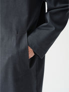 ROYA Merino Wool Blend Balmacaan Coat in Gray - On Model