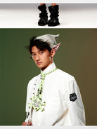 CFIERCE Chain Detail Elf Ear Hat in Gray - On Male Model