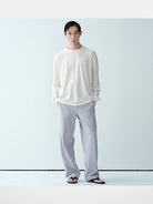 ROYA Semi Elastic Waist Trousers in Gray - On Model