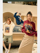 BeerBro Retro Graphic Print Hoodie in Burgundy - Lifestyle