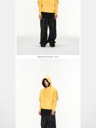 BLINDNOPLAN Distorted Silhouette Cotton Hoodie in Yellow - On Model